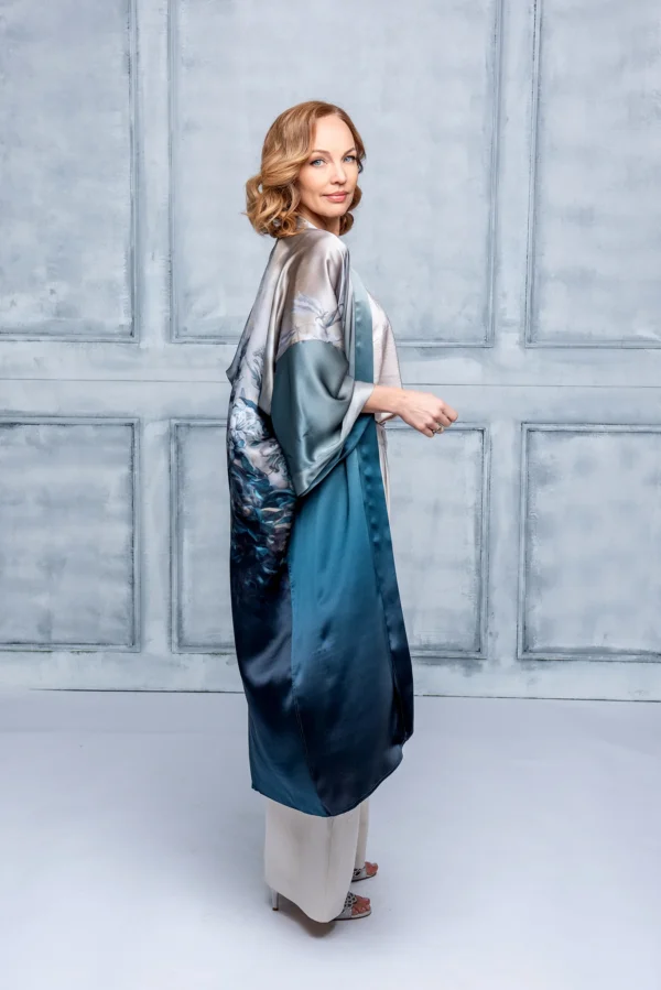 Grace Blue Silk Kimono - Image 9