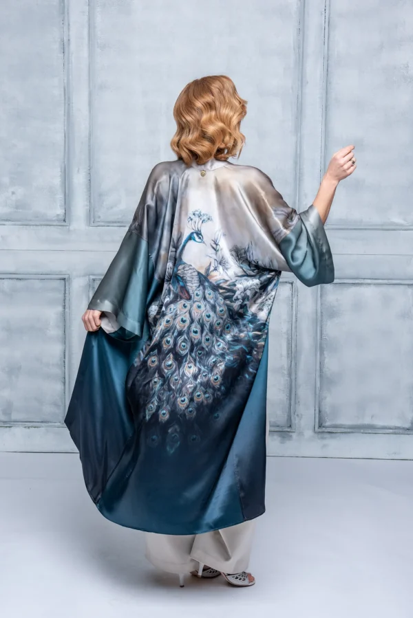 Grace Blue Silk Kimono - Image 7