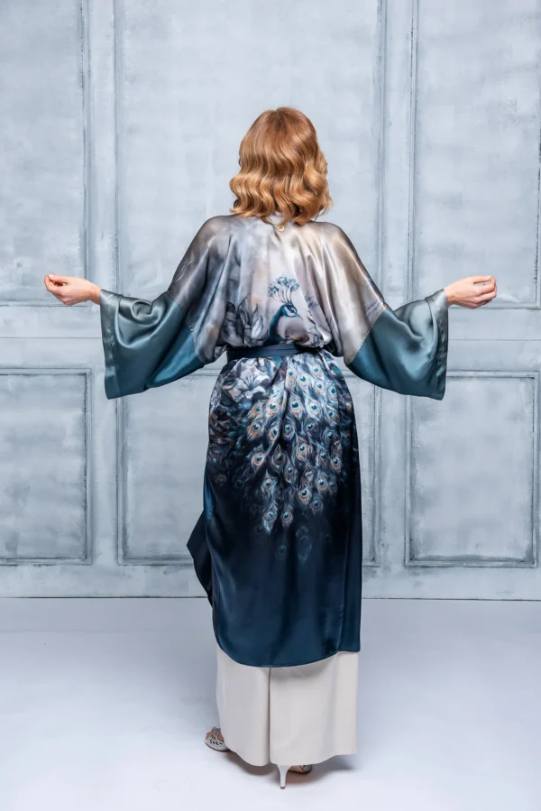 Grace Blue Silk Kimono - Image 4