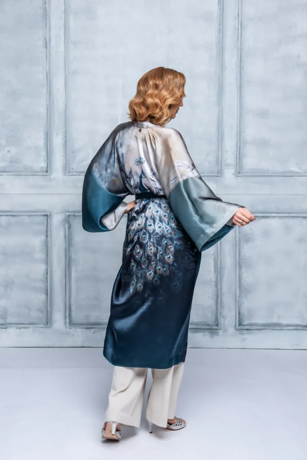 Grace Blue Silk Kimono - Image 3