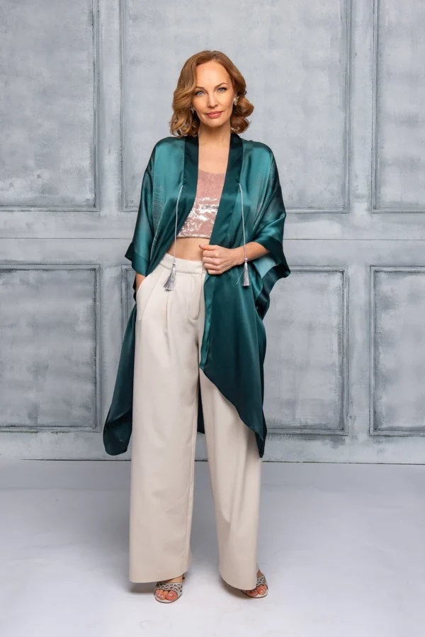 Aurora Green Silk Kimono