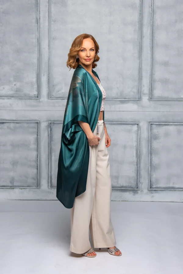 Aurora Green Silk Kimono - Image 10