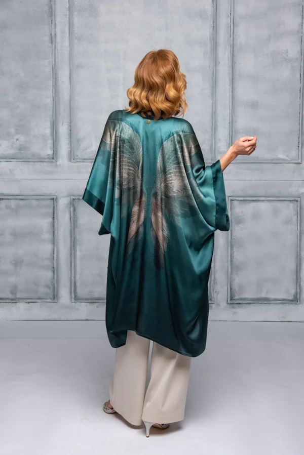 Aurora Green Silk Kimono - Image 9