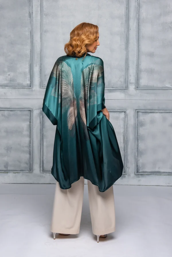 Aurora Green Silk Kimono - Image 8