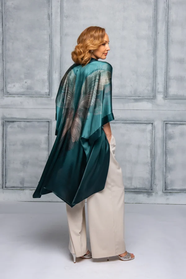 Aurora Green Silk Kimono - Image 7