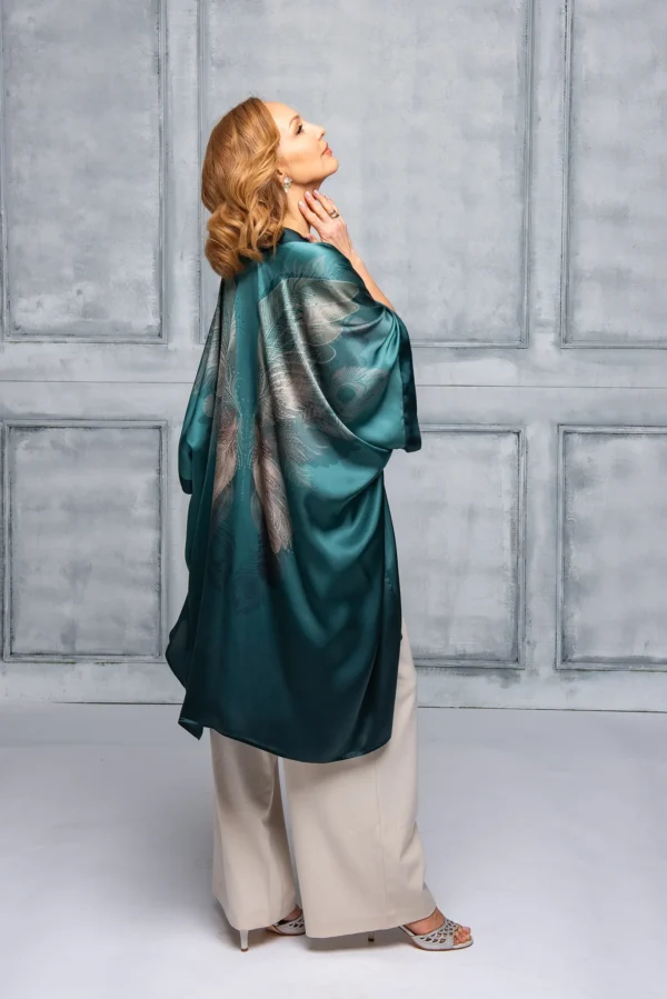 Aurora Green Silk Kimono - Image 6