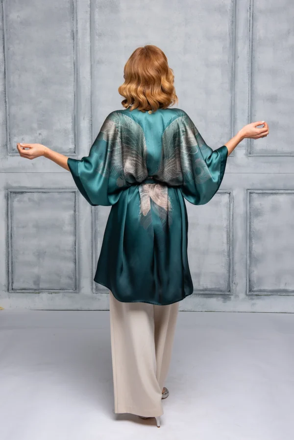Aurora Green Silk Kimono - Image 4
