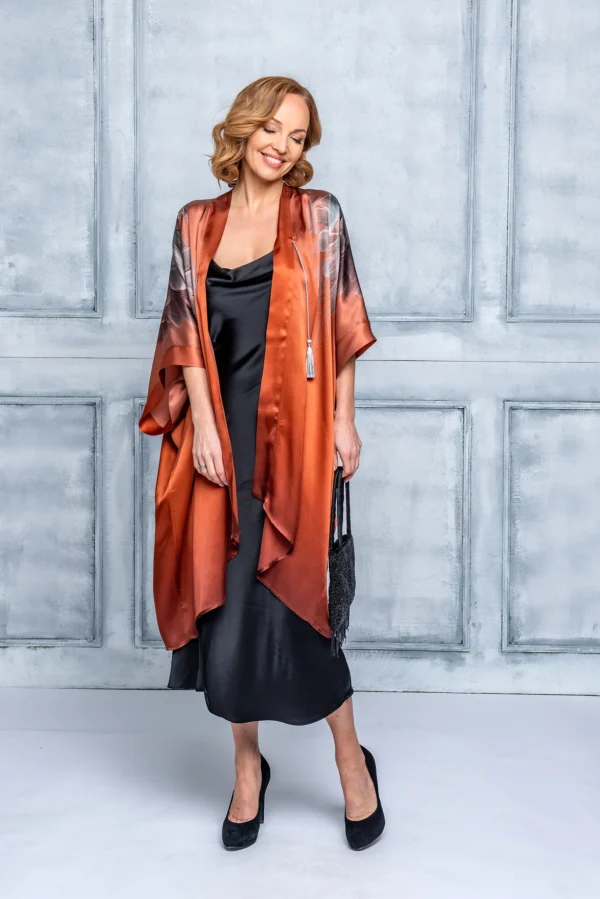 Terracota Silk Kimono - Image 2