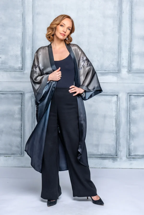 Grace Dark Silk Kimono - Image 7
