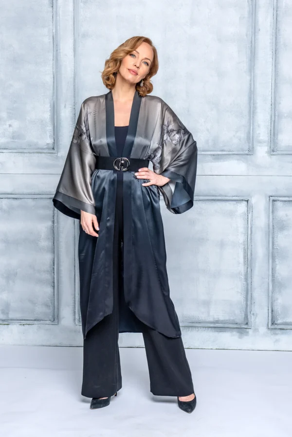 Grace Dark Silk Kimono - Image 13