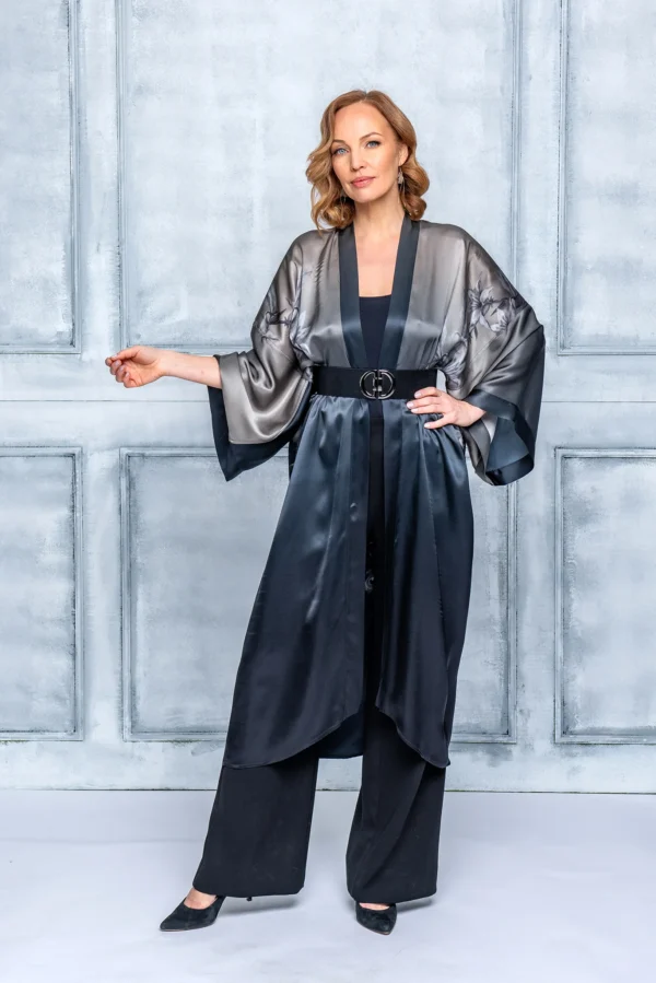 Grace Dark Silk Kimono - Image 12