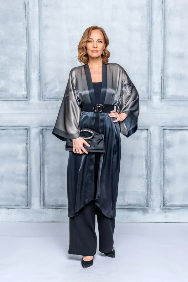 Grace Dark Silk Kimono - Image 10