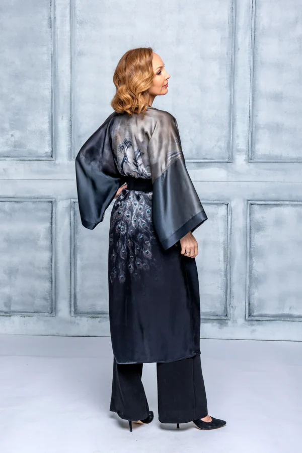 Grace Dark Silk Kimono - Image 9
