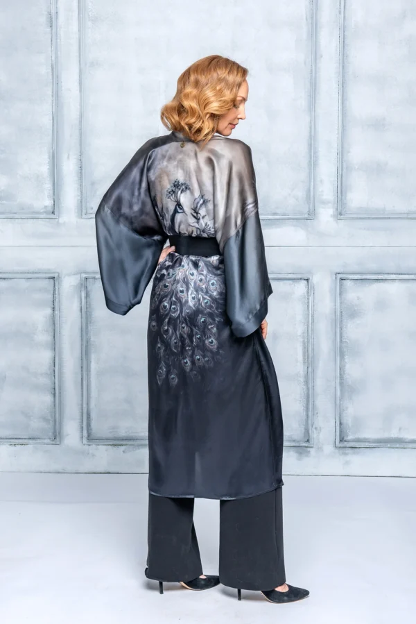 Grace Dark Silk Kimono - Image 8