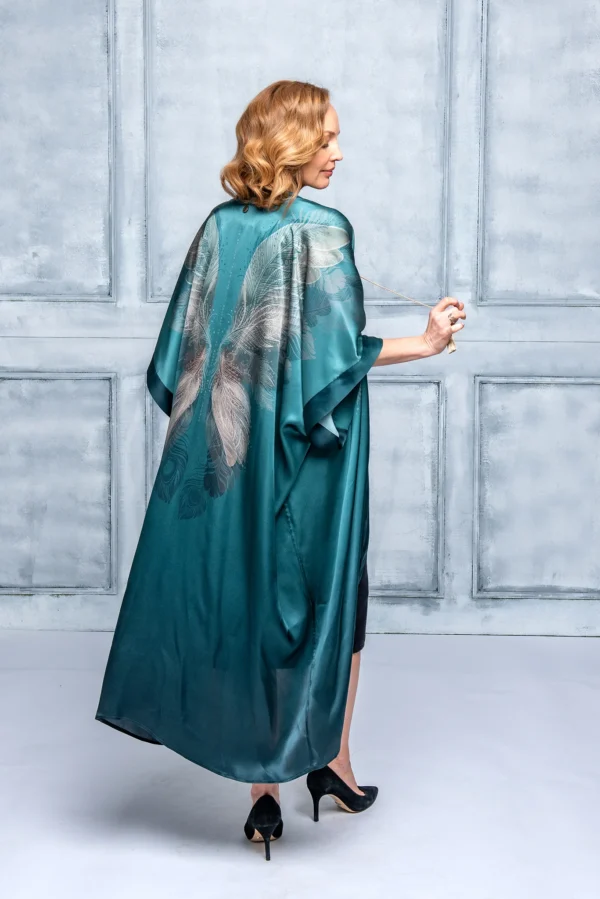 Aurora Green Silk Kimono Long - Image 5
