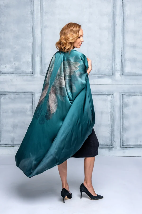 Aurora Green Silk Kimono Long - Image 4
