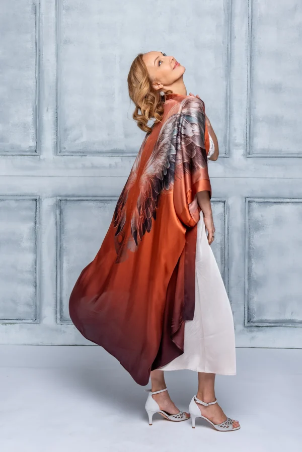 Terracota Silk Kimono Long - Image 5