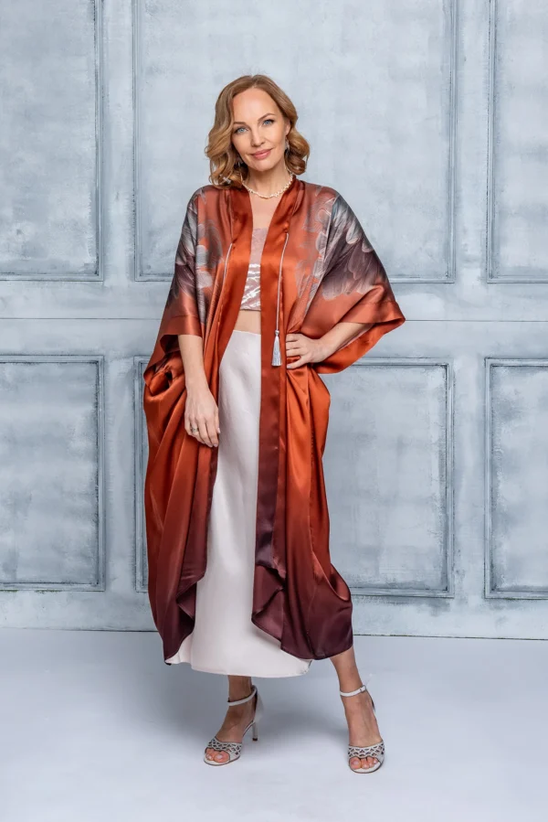 Terracota Silk Kimono Long - Image 4