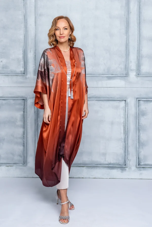 Terracota Silk Kimono Long - Image 3